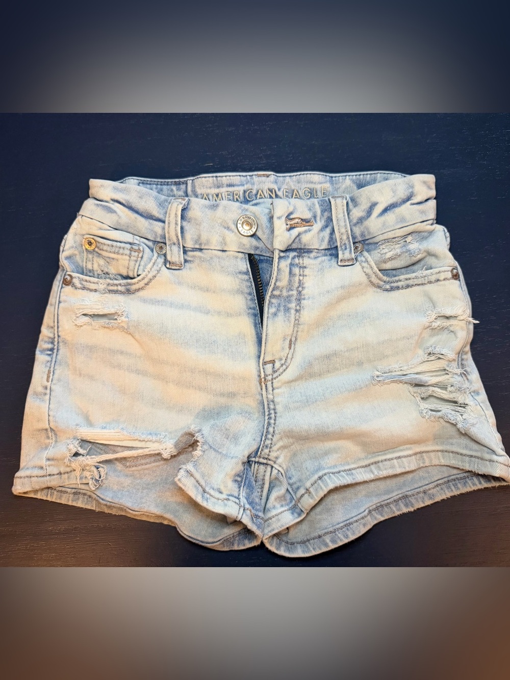American Eagle Outfitters Light Blue Distressed Denim Shorts